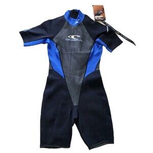 NWT VTG O'Neill Reactor Shorty Short Sleeve Surfing Wetsuit Black/Blue, Size 14